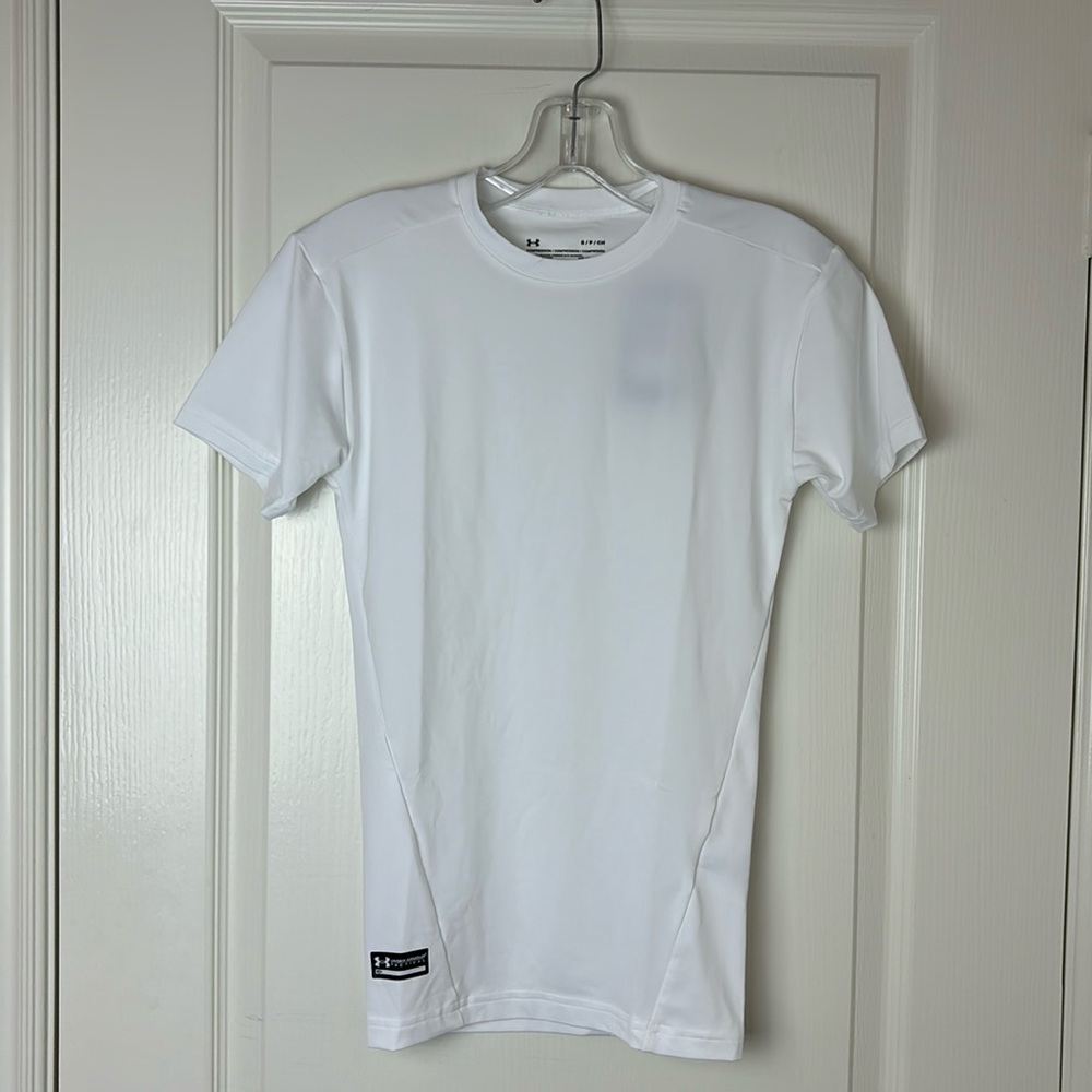 Under Armour Mens HeatGear Compression White Short Sleeve Tee Size Small